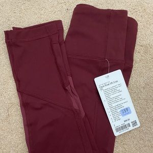 Lululemon High Rise Pace Rival Crop 22” in Burgundy